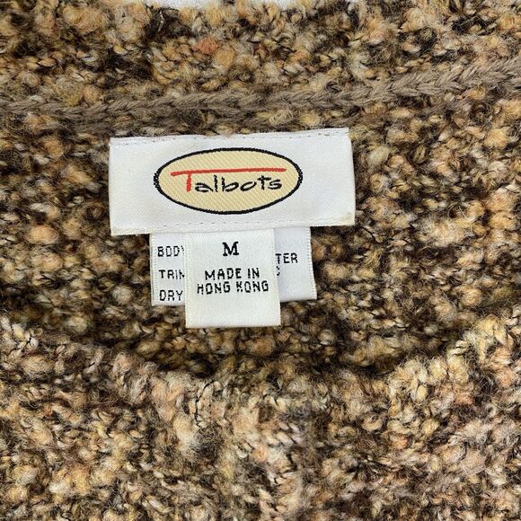 Talbots Sweater Cardigan Womens Medium Brown Wool Blend Long Sleeve Snap Close - Picture 5 of 9
